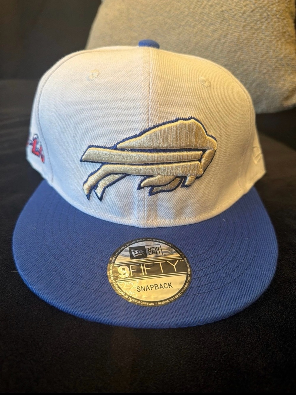 NFL White and Blue Snapback Hat with Embroidered Team Logo